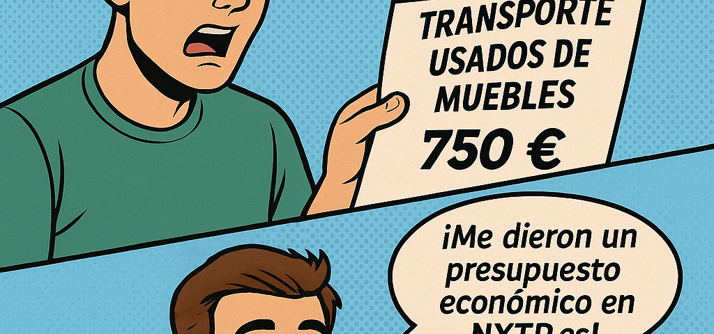 Ilustración estilo cómic sobre cómo enviar muebles usados a Bulgaria sin arruinarte con NXTP.es.