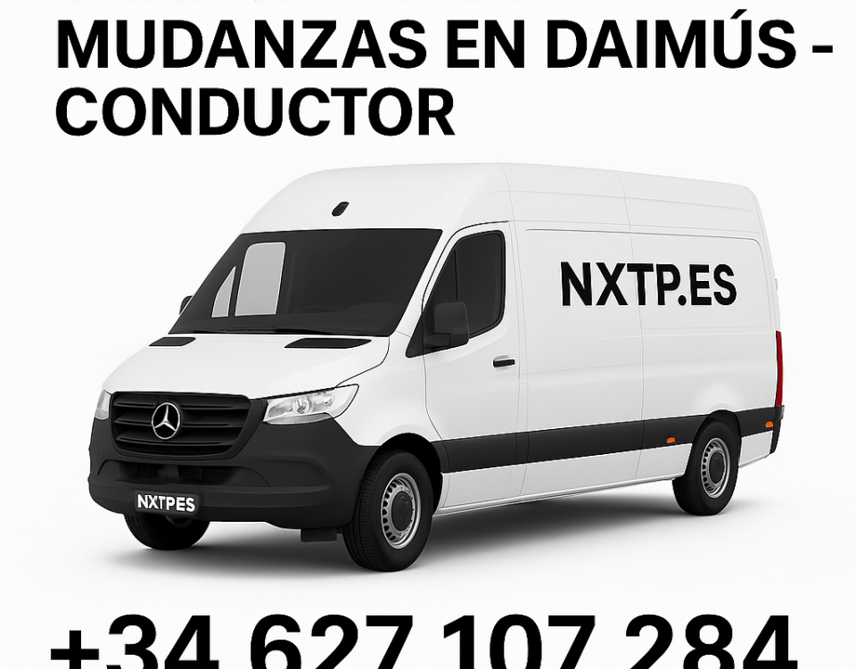 Furgoneta blanca NXTP.es para transporte y mudanzas en Daimús.