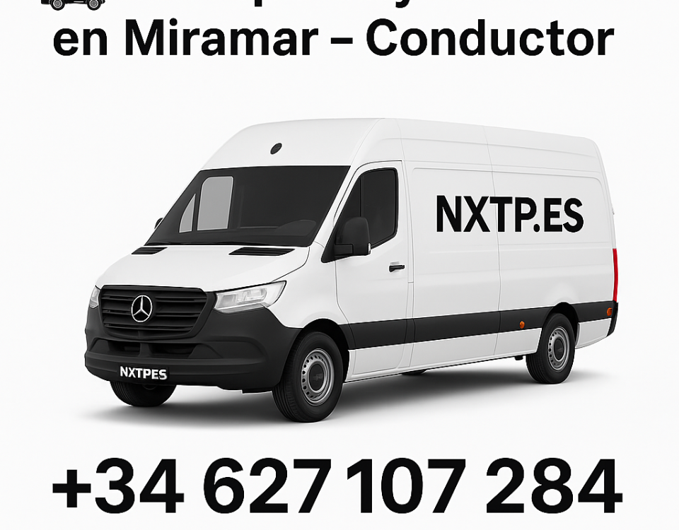 Furgoneta blanca NXTP.es para transporte y mudanzas en Miramar.