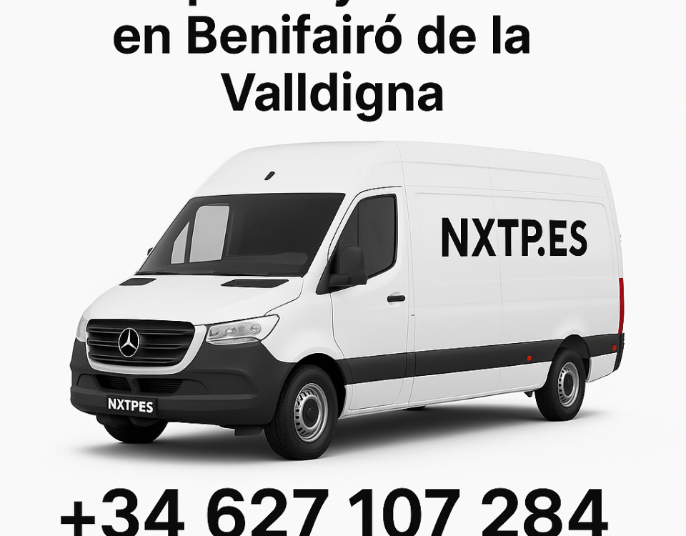 Furgoneta blanca NXTP.es para transporte y mudanzas en Benifairó de la Valldigna.