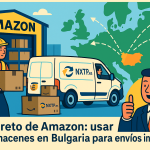 Ilustración cómic Flat Design sobre logística Amazon en Bulgaria sin ser seller, con NXTP.es.