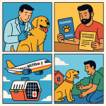 Ilustración cómic Flat Design sobre transporte de mascotas a Bulgaria con NXTP.es