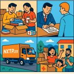 Ilustración cómic Flat Design sobre envíos solidarios a Bulgaria con NXTP.es.