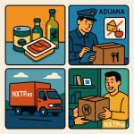 Ilustración cómic Flat Design sobre envío de alimentos a Bulgaria con NXTP.es.