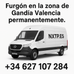 Furgoneta blanca NXTP.es con servicio de transporte y mudanzas en Gandía y alrededores.