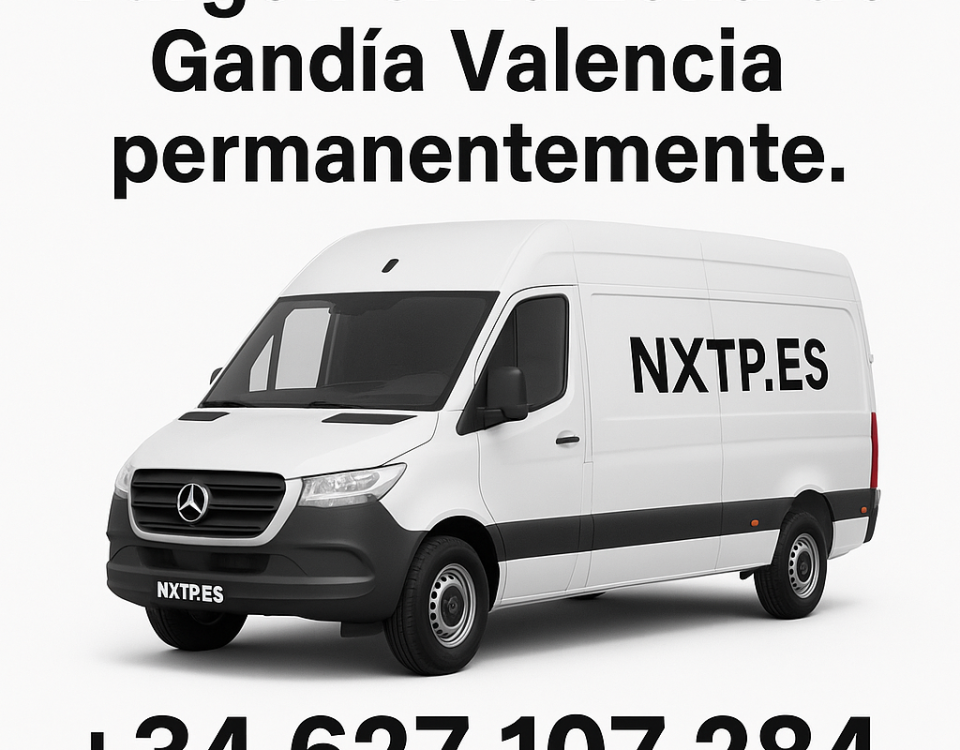 Furgoneta blanca NXTP.es con servicio de transporte y mudanzas en Gandía y alrededores.