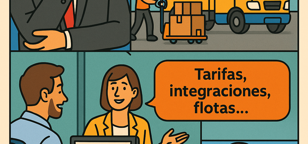 Ilustración cómic sobre comparador envíos empresas y soluciones corporativas NXTP.es