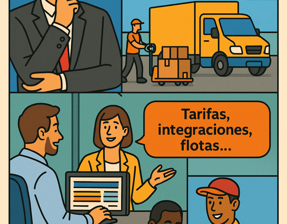 Ilustración cómic sobre comparador envíos empresas y soluciones corporativas NXTP.es