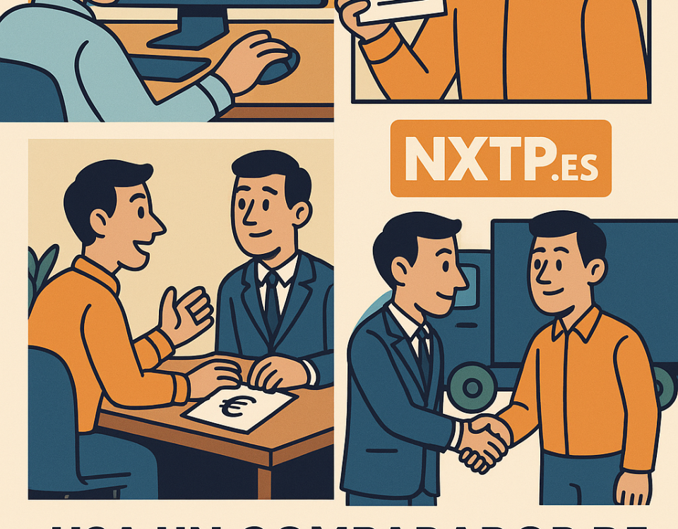 Ilustración cómic sobre cómo usar un comparador de envíos para negociar mejores tarifas con transportistas
