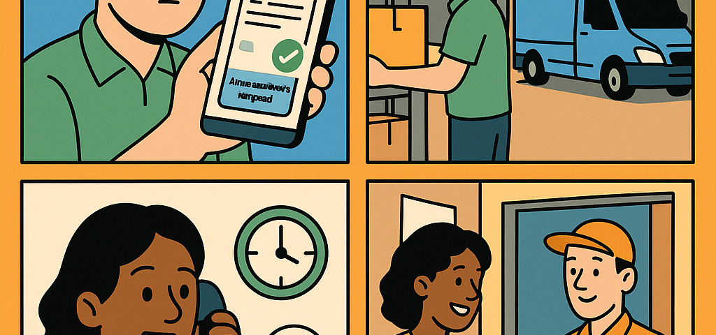 Ilustración cómic sobre la opción de almacenamiento temporal en comparadores de envíos