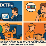 Ilustración cómic sobre soporte logístico a PYMES exportadoras a Bulgaria con NXTP.es
