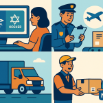 Ilustración cómic sobre logística eCommerce Halal y Kosher con NXTP.es
