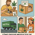 Ilustración cómic Flat Design sobre envío de productos de cannabis legal a Bulgaria con NXTP.es.